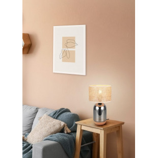 Lampa stołowa Tara Trio - chrom, szklana podstawa, pleciony klosz