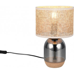 Lampa stołowa Tara Trio - chrom, drewno, szklana podstawa
