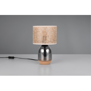 Lampa stołowa Tara Trio - chrom, drewno, szklana podstawa