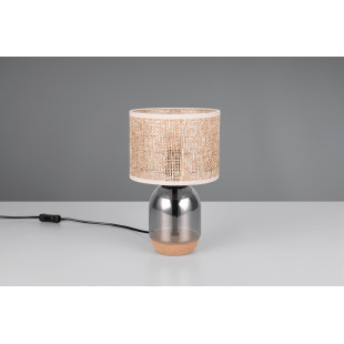 Lampa stołowa Tara Trio - chrom, drewno, szklana podstawa