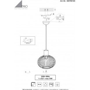Lampa wisząca Gila Trio - czarny mat | Loftowa lampa