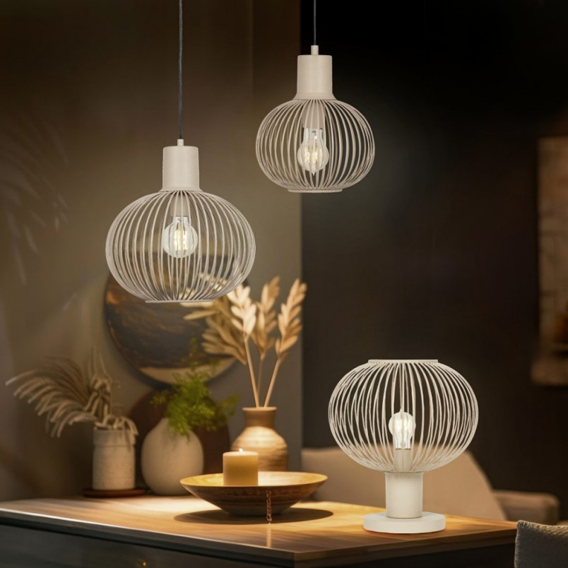 Lampa wisząca Gila Trio - Beżowa, metalowa, E27 | Kup teraz!