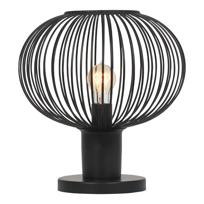 Lampa stołowa Gila czarna Trio | Loftowa lampa metalowa