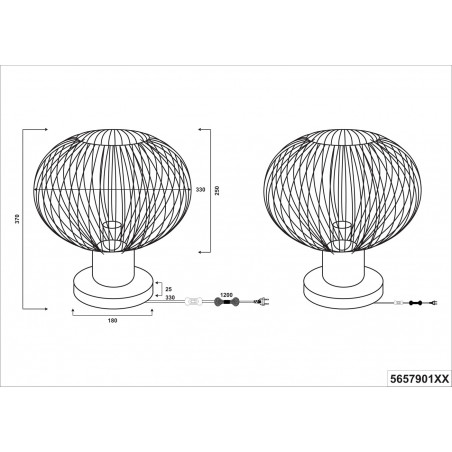 Lampa stołowa Gila czarna Trio | Loftowa lampa metalowa