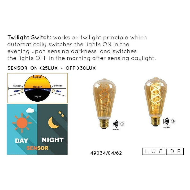 Żarówka Lucide Twilightswitch LED E27 - Bursztynowy Klimat