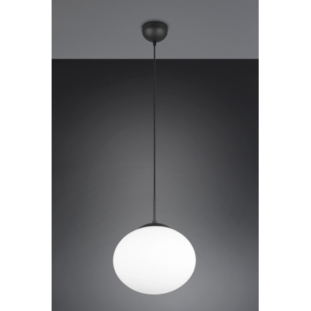 Lampa wisząca Trio Fomento: Szklana kula, 30cm - Biały/Czarny