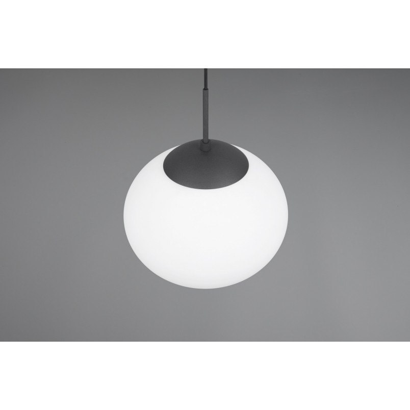 Lampa wisząca Trio Fomento: Szklana kula, 30cm - Biały/Czarny