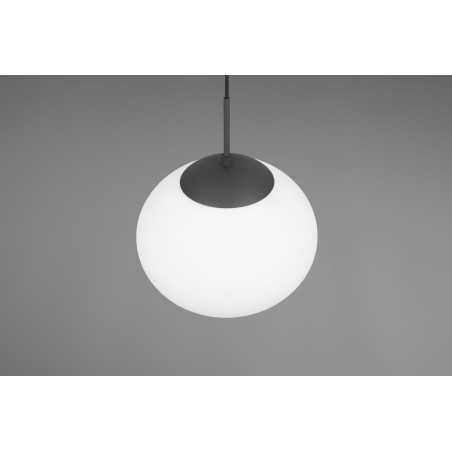 Lampa wisząca Trio Fomento: Szklana kula, 30cm - Biały/Czarny