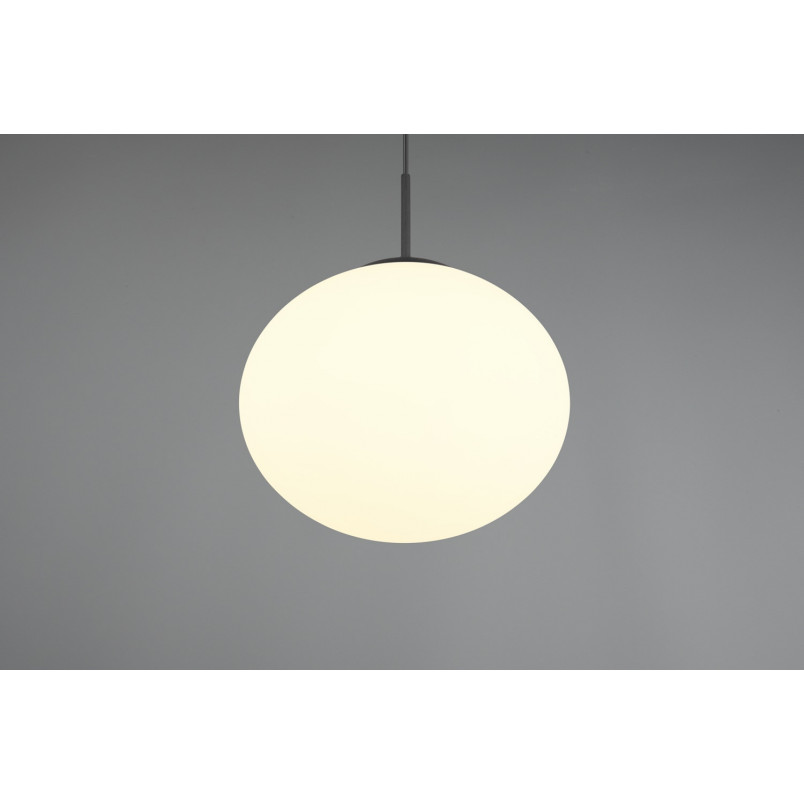 Lampa wisząca Trio Fomento: Szklana kula, 30cm - Biały/Czarny