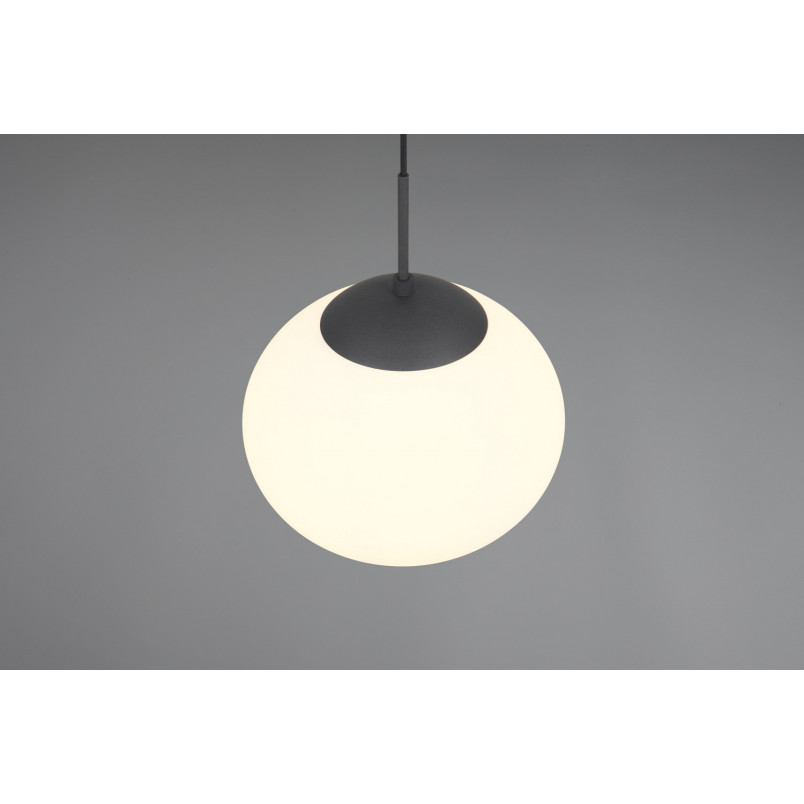 Lampa wisząca Trio Fomento: Szklana kula, 30cm - Biały/Czarny