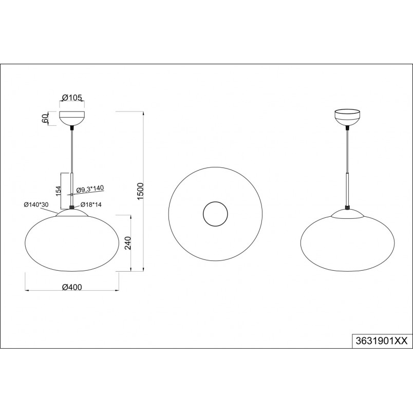 Lampa wisząca Trio Fomento: Szklana kula, biały/czarny - Kup teraz!