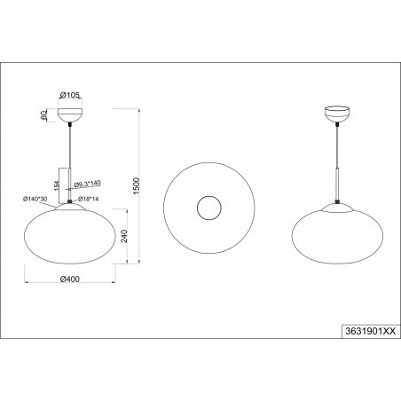 Lampa wisząca Trio Fomento: Szklana kula, biały/czarny - Kup teraz!
