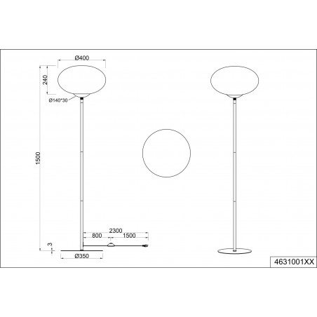 Lampa podłogowa Trio Fomento: Szklana kula, biały/czarny - Kup teraz!