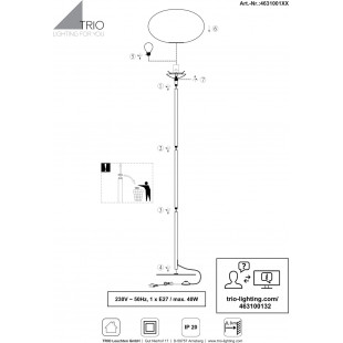 Lampa podłogowa Trio Fomento: Szklana kula, biały/czarny - Kup teraz!