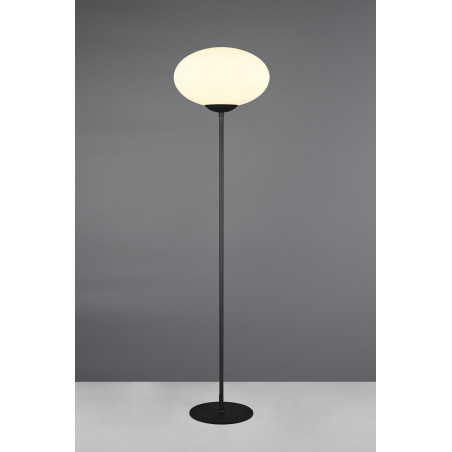 Lampa podłogowa Fomento - szklana kula, biały/mosiądz | Trio