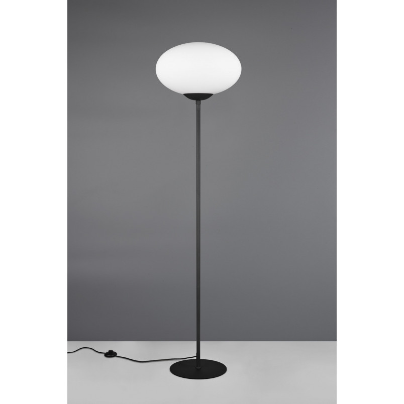 Lampa podłogowa Fomento - szklana kula, biały/mosiądz | Trio