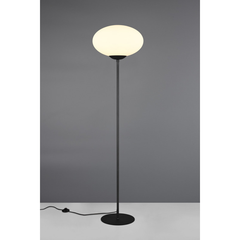 Lampa podłogowa Fomento - szklana kula, biały/mosiądz | Trio