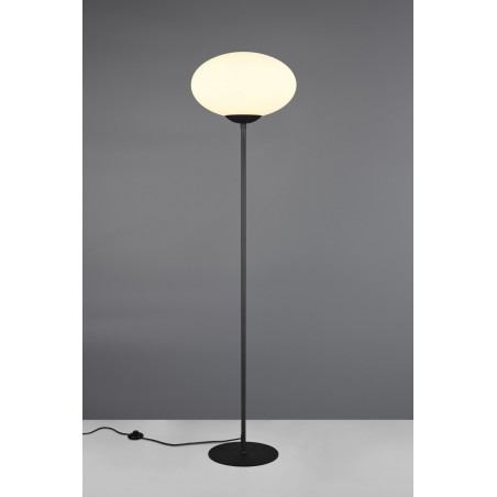 Lampa podłogowa Fomento - szklana kula, biały/mosiądz | Trio