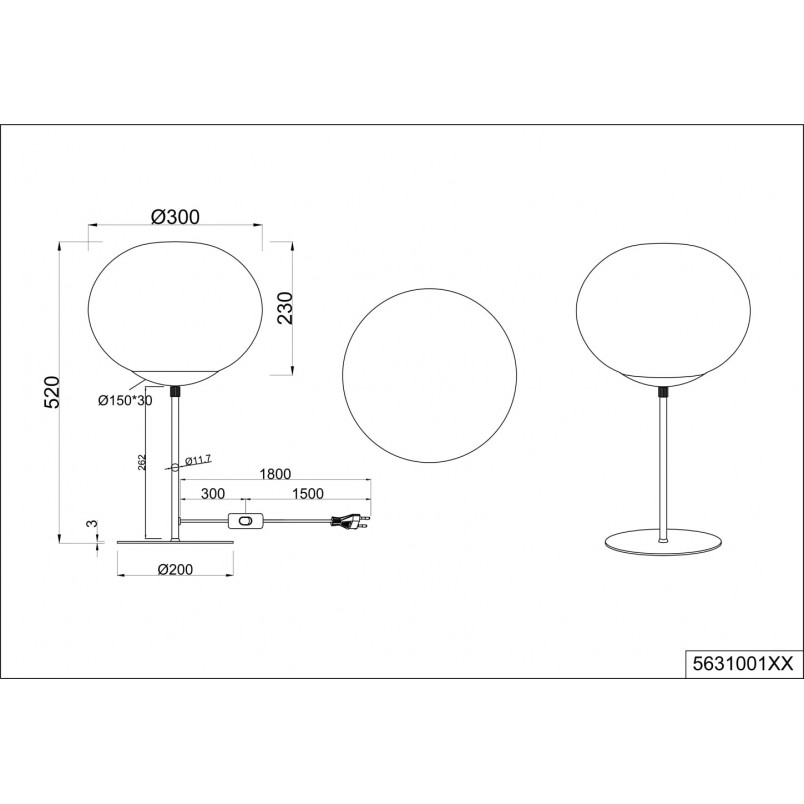 Lampa stołowa Trio Fomento - szklana kula, biały/czarny | Kup teraz!