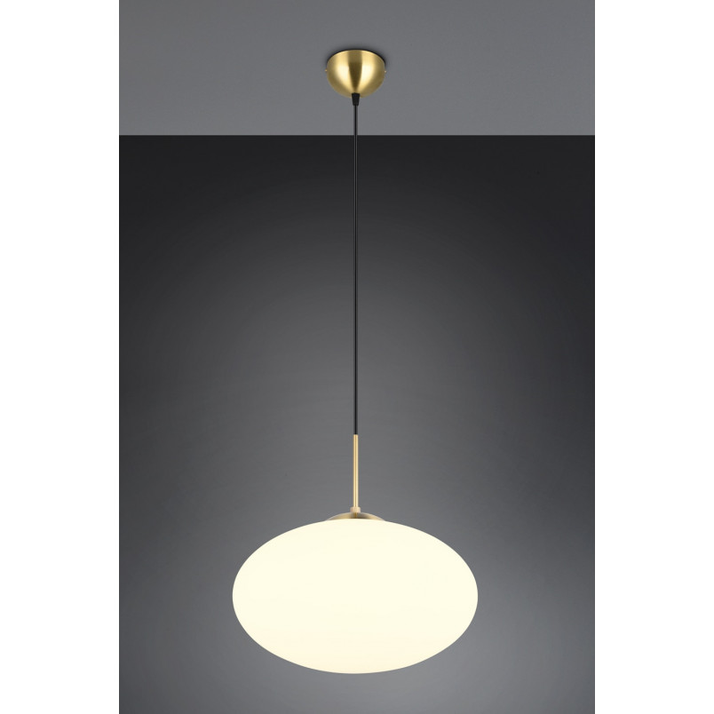 Lampa wisząca Fomento - szklana kula, biały/mosiądz | Trio
