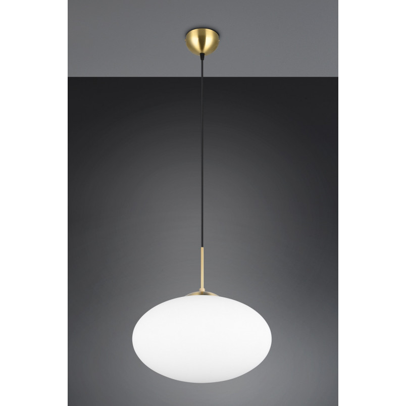 Lampa wisząca Fomento - szklana kula, biały/mosiądz | Trio