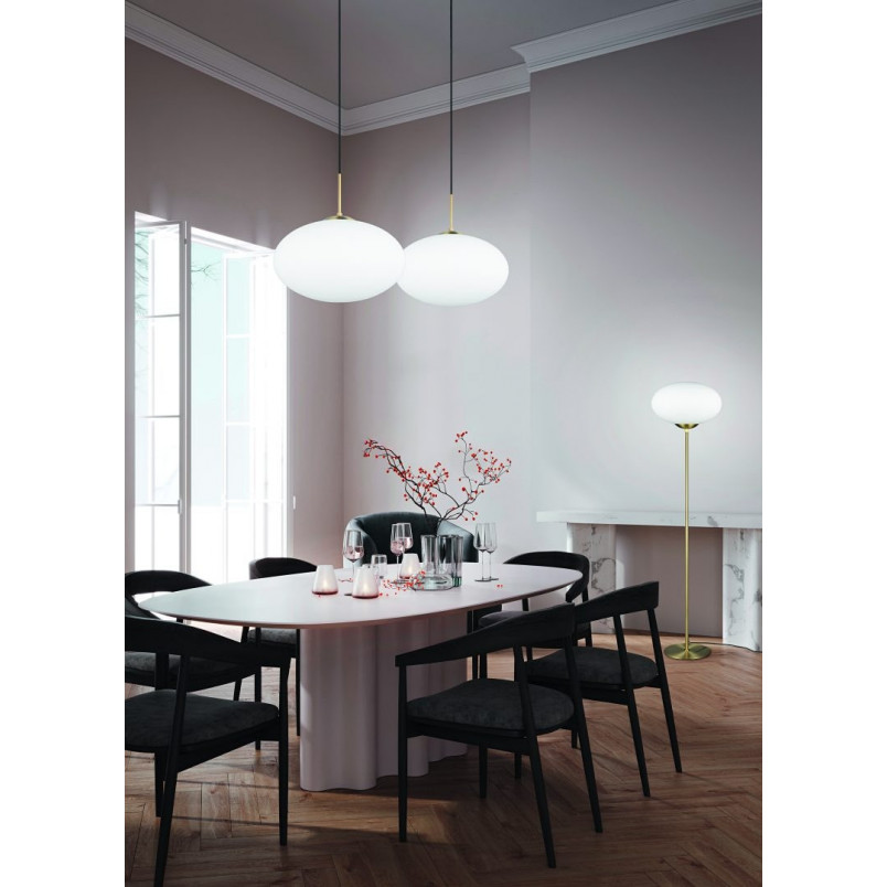 Lampa wisząca Fomento - szklana kula, biały/mosiądz | Trio