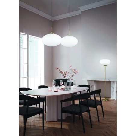 Lampa wisząca Fomento - szklana kula, biały/mosiądz | Trio