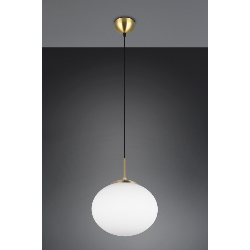 Lampa wisząca szklana Fomento Trio | Biały/Mosiądz - 30cm
