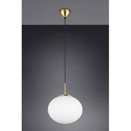 Lampa wisząca szklana Fomento Trio | Biały/Mosiądz - 30cm