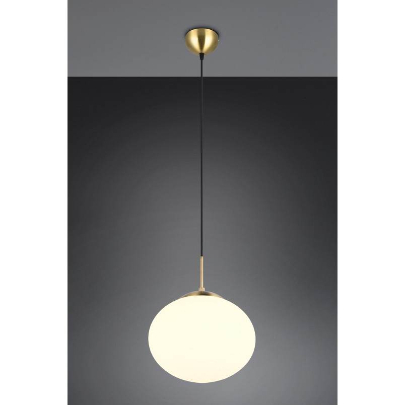 Lampa wisząca szklana Fomento Trio | Biały/Mosiądz - 30cm