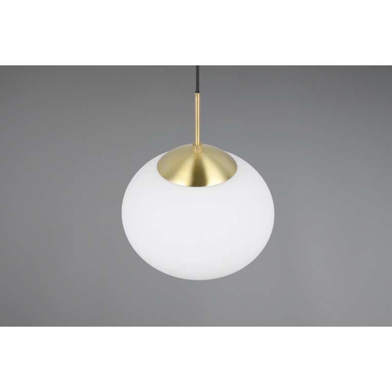 Lampa wisząca szklana Fomento Trio | Biały/Mosiądz - 30cm