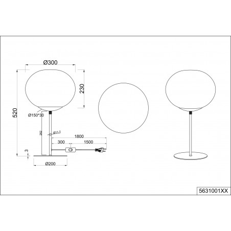Lampa stołowa szklana kula Fomento | Trio - Elegancki design