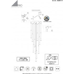 Lampa wisząca Trio LED - Kolorowa, Regulowana, 40cm