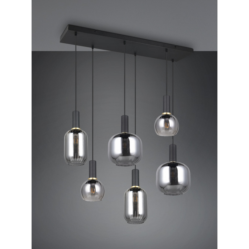 Lampa wisząca Diva VI - Trio | Chrom i szkło, 92cm