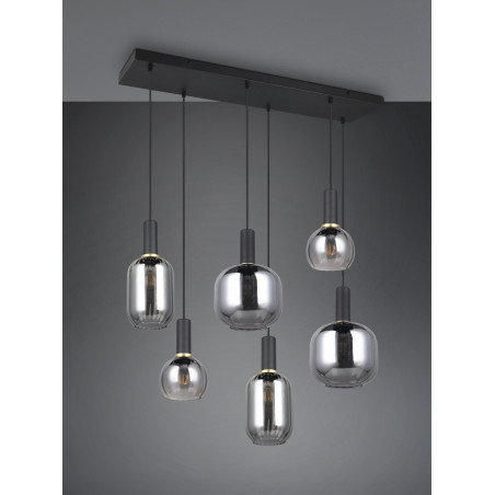 Lampa wisząca Diva VI - Trio | Chrom i szkło, 92cm