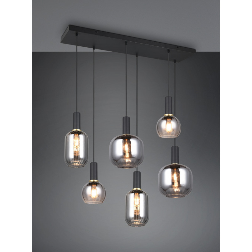 Lampa wisząca Diva VI - Trio | Chrom i szkło, 92cm