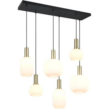 Lampa wisząca szklana Diva VI - Trio | Biały/Mosiądz