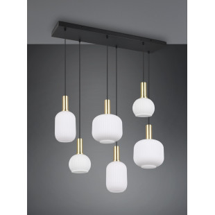 Lampa wisząca szklana Diva VI - Trio | Biały/Mosiądz