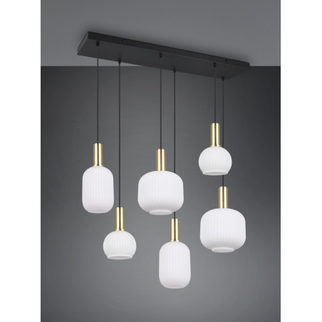 Lampa wisząca szklana Diva VI - Trio | Biały/Mosiądz