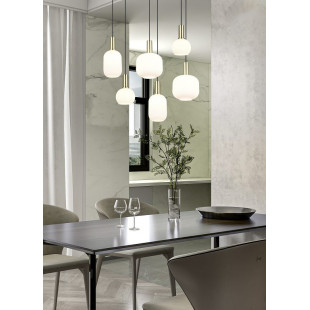 Lampa wisząca szklana Diva VI - Trio | Biały/Mosiądz