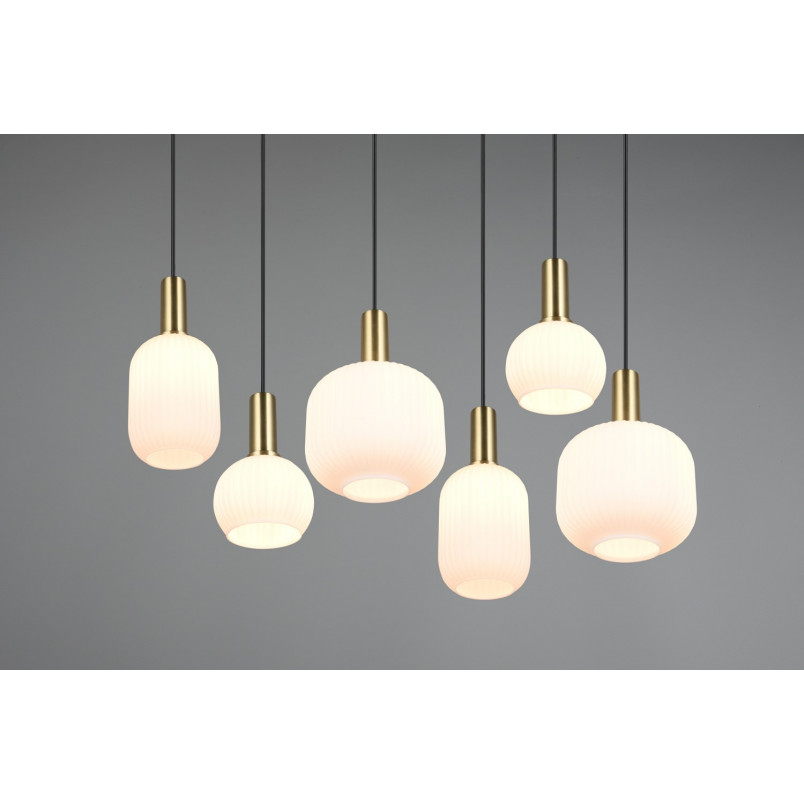 Lampa wisząca szklana Diva VI - Trio | Biały/Mosiądz