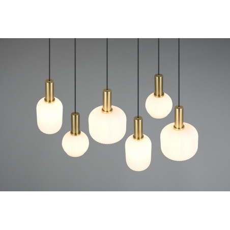 Lampa wisząca szklana Diva VI - Trio | Biały/Mosiądz