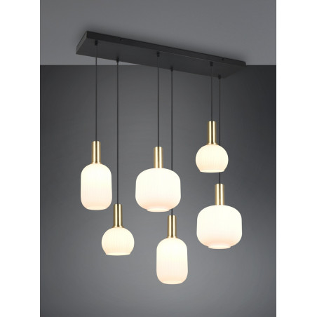 Lampa wisząca szklana Diva VI - Trio | Biały/Mosiądz
