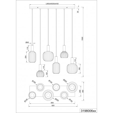 Lampa wisząca szklana Diva VI - Trio | Biały/Mosiądz
