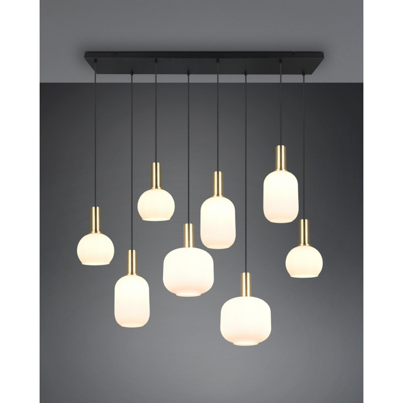 Lampa wisząca Trio Diva VIII - szkło białe, mosiądz | Kup online