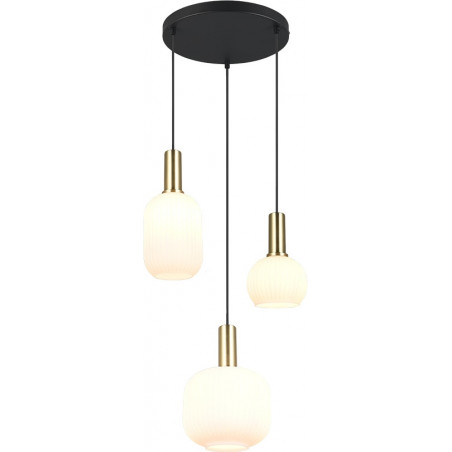Lampa wisząca Trio Diva III - Szklana, 3-punktowa, Biały/Mosiądz