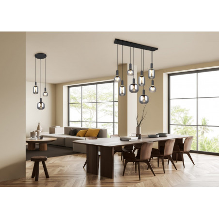 Lampa wisząca Trio Diva VIII - szkło chrom / czarny mat | Kup online