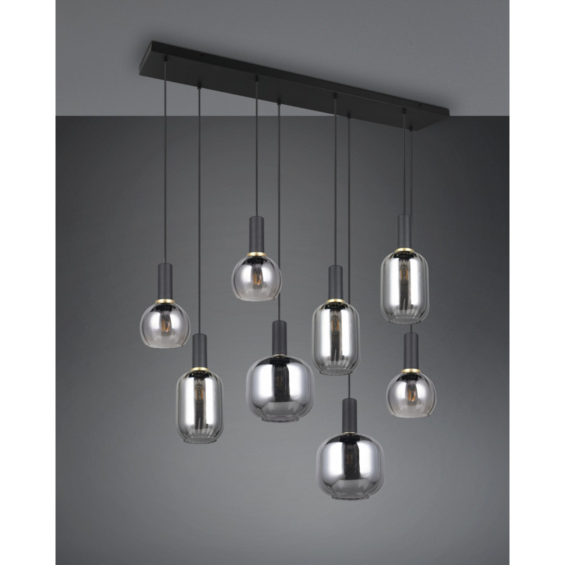 Lampa wisząca Trio Diva VIII - szkło chrom / czarny mat | Kup online