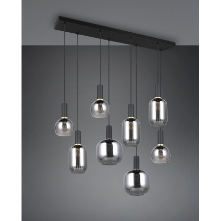 Lampa wisząca Trio Diva VIII - szkło chrom / czarny mat | Kup online
