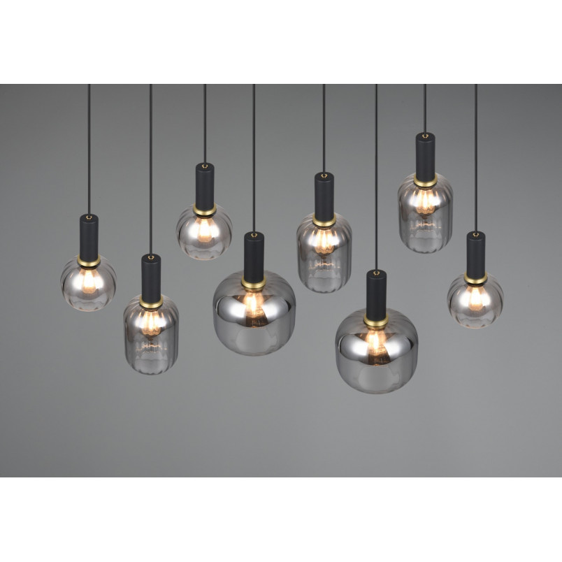 Lampa wisząca Trio Diva VIII - szkło chrom / czarny mat | Kup online